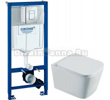 Комплект Унитаз подвесной Agger AT04100 + Инсталляция Grohe Rapid SL 38772001 3 в 1 с кнопкой смыва