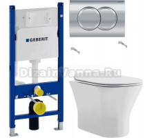 Комплект Унитаз подвесной Orange C01 C01-100W + Инсталляция Geberit Duofix Delta 458.149.21.1 с кнопкой смыва, хром