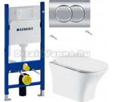 Комплект Унитаз подвесной Orange C02 C02-100W + Инсталляция Geberit Duofix Delta 458.149.21.1 с кнопкой смыва, хром