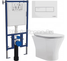 Комплект Унитаз подвесной Orange C01 C01-100W + Инсталляция DIWO 4501 + Кнопка 7320 белая
