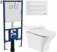Комплект Унитаз подвесной Orange C02 C02-100W + Инсталляция DIWO 4501 + Кнопка 7320 белая