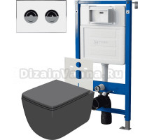 Комплект Унитаз подвесной Point Меркурий PN41831GM + Инсталляция PN45121 пневматическая + Кнопка Венера PN44072WC белая, хром