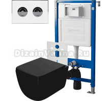 Комплект Унитаз подвесной Point Меркурий PN41831BM + Инсталляция PN45121 пневматическая + Кнопка Венера PN44072WC белая, хром