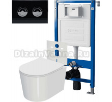 Комплект Унитаз подвесной Point Веста PN41701 + Инсталляция PN45121 пневматическая + Кнопка Венера PN44072BC черная, хром