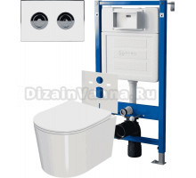 Комплект Унитаз подвесной Point Веста PN41701 + Инсталляция PN45121 пневматическая + Кнопка Венера PN44072WC белая, хром