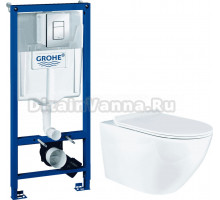 Комплект Унитаз подвесной BOND Oval F01-10Long + Инсталляция Grohe Rapid SL 38772001 3 в 1 с кнопкой смыва