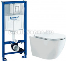 Комплект Унитаз подвесной BOND Oval F12-10 + Инсталляция Grohe Rapid SL 38772001 3 в 1 с кнопкой смыва