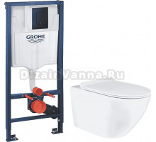 Комплект Унитаз подвесной BOND Oval F01-10Long + Инсталляция Grohe Solido 38811KF0 3 в 1 с кнопкой смыва
