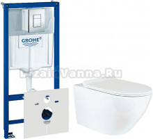 Комплект Унитаз подвесной BOND Oval F01-10Long + Инсталляция Grohe Rapid SL 38775001 4 в 1 с кнопкой смыва