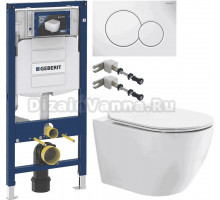 Комплект Унитаз подвесной BOND Oval F12-10 + Инсталляция Geberit Duofix UP 320 111.300.00.5 + Кнопка Sigma 01 115.770.11.5 белая + Крепления 111.815.00.1 к стене