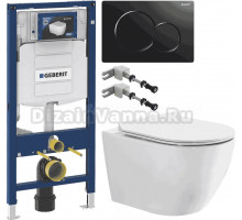 Комплект Унитаз подвесной BOND Oval F12-10 + Инсталляция Geberit Duofix UP 320 111.300.00.5 + Кнопка Sigma 01 115.770.DW.5 черная + Крепления 111.815.00.1 к стене