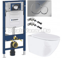 Комплект Унитаз подвесной BOND Oval F01-10Long + Инсталляция Geberit Duofix UP 320 111.300.00.5 + Кнопка Sigma 01 115.770.21.5 хром + Крепления 111.815.00.1 к стене