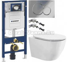 Комплект Унитаз подвесной BOND Oval F12-10 + Инсталляция Geberit Duofix UP 320 111.300.00.5 + Кнопка Sigma 01 115.770.21.5 хром + Крепления 111.815.00.1 к стене
