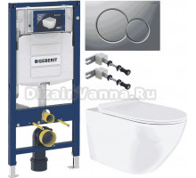 Комплект Унитаз подвесной BOND Oval F01-10Long + Инсталляция Geberit Duofix UP 320 111.300.00.5 + Кнопка Sigma 01 115.770.JQ.5 лакированная, матовый хром + Крепления 111.815.00.1 к стене