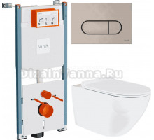 Комплект Унитаз подвесной BOND Oval F01-10Long + Инсталляция VitrA V-Fix Core 732-5800-01PV + Кнопка Root Round 740-2295 никель