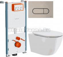 Комплект Унитаз подвесной BOND Oval F12-10 + Инсталляция VitrA V-Fix Core 732-5800-01PV + Кнопка Root Round 740-2295 никель