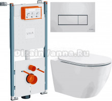 Комплект Унитаз подвесной BOND Oval F12-10 + Инсталляция VitrA V-Fix Core 732-5800-01PV + Кнопка Root Square 740-2380 хром