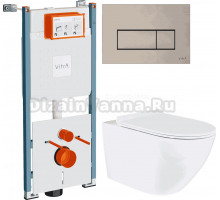 Комплект Унитаз подвесной BOND Oval F01-10Long + Инсталляция VitrA V-Fix Core 732-5800-01PV + Кнопка Root Square 740-2395 никель