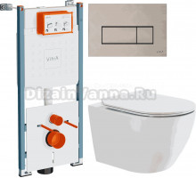 Комплект Унитаз подвесной BOND Oval F12-10 + Инсталляция VitrA V-Fix Core 732-5800-01PV + Кнопка Root Square 740-2395 никель
