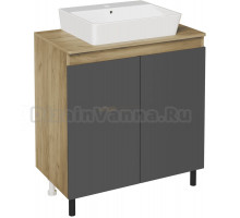 Тумба под раковину со столешницей DIWO Кострома 80 напольная, антрацит, дуб крафт