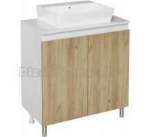 Тумба под раковину со столешницей DIWO Кострома 80 напольная, дуб крафт, белый глянец