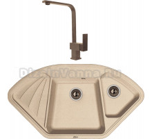 Комплект Мойка Florentina Капри песочная + Смеситель Сильвер FL песочный