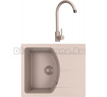 Комплект Мойка Florentina Паола 620 песочная + Смеситель Юна песочный