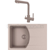 Комплект Мойка Florentina Паола 760 песочная + Смеситель Альдо FL песочный