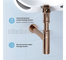 Комплект Wellsee Drainage System 182122001 с донным клапаном с переливом, розовое золото