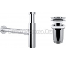 Сифон для раковины Wellsee Drainage System 182119004 с выпуском с переливом, хром