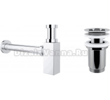 Сифон для раковины Wellsee Drainage System 182109004 с выпуском с переливом, хром