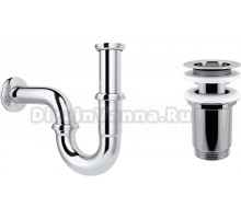Сифон для раковины Wellsee Drainage System 182102004 с выпуском с переливом, хром