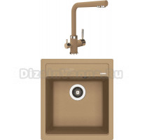 Комплект Мойка Florentina Липси 460 капучино + Смеситель Арес FL капучино