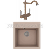 Комплект Мойка Florentina Липси 510 капучино + Смеситель Ария FL капучино