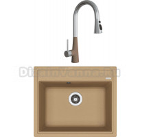 Комплект Мойка Florentina Липси 600 капучино + Смеситель Вита Pro FL капучино