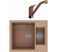 Комплект Мойка Florentina Липси 620К капучино + Смеситель Гамма FL капучино