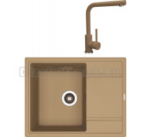Комплект Мойка Florentina Липси 650 капучино + Смеситель Дельта FL капучино
