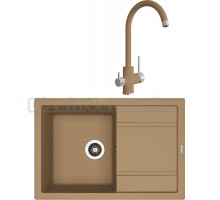 Комплект Мойка Florentina Липси 760 капучино + Смеситель Клио FL капучино