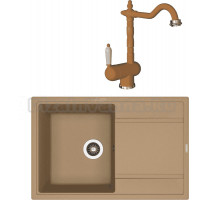 Комплект Мойка Florentina Липси 780 капучино + Смеситель Ода FL капучино