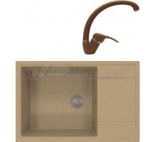 Комплект Мойка Florentina Липси 780XL капучино + Смеситель Омега FL капучино