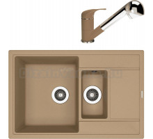 Комплект Мойка Florentina Липси 780К капучино + Смеситель Сигма FL капучино