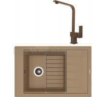 Комплект Мойка Florentina Липси 780Р капучино + Смеситель Сильвер FL капучино