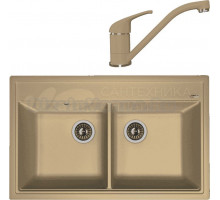 Комплект Мойка Florentina Липси 820 капучино + Смеситель Тара FL капучино