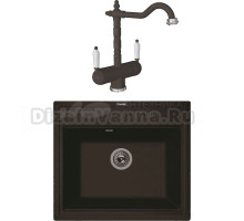 Комплект Мойка Florentina Липси 600 мокко + Смеситель Ария FL мокко