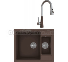 Комплект Мойка Florentina Липси 620К мокко + Смеситель Вита Pro FL мокко
