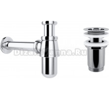 Сифон для раковины Wellsee Drainage System 182103004 с выпуском с переливом, хром