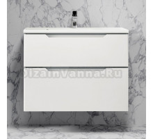 Тумба с раковиной Raval Wector 80, подвесная, белая + Смеситель для раковины MEGA Snow MG-SH02 хром