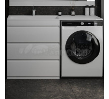 Тумба с раковиной Style Line Даллас 140 L люкс, белая + Смеситель для раковины Kludi Zenta SL 482920565 хром