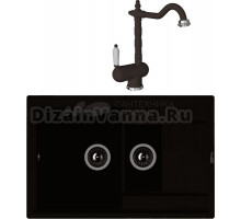 Комплект Мойка Florentina Липси 780К мокко + Смеситель Ода FL мокко