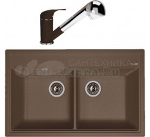 Комплект Мойка Florentina Липси 820 мокко + Смеситель Сигма FL мокко